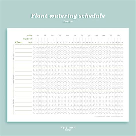 Plant Watering Schedule Printable - Etsy