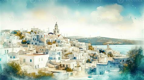 Light watercolor small town high quality illustration 23586345 Stock ...