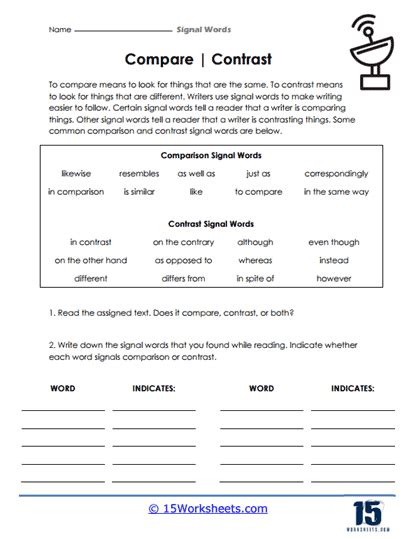 Signal Words Worksheets - 15 Worksheets.com