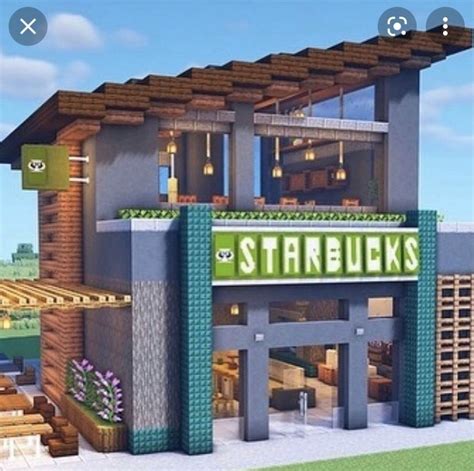 minecraft starbucks build | Minecraft house plans, Minecraft modern ...