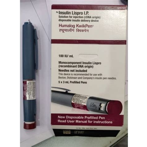 Insulin Lispro (100IU) Humalog Kwik Pen, Rs 100 /pack Rajpriya Associates | ID: 21809657062