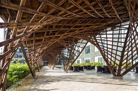 VTN architects introduces the hyperbolic vinata bamboo pavilion to hanoi