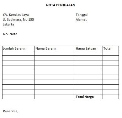 Detail Contoh Nota Pembelian Barang Koleksi Nomer 20