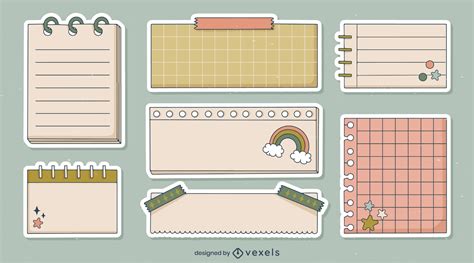 Notes And Notebooks Sticker Set Vector Download