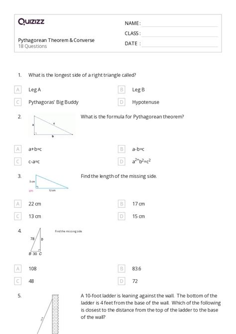 50+ converse pythagoras theorem worksheets on Quizizz | Free & Printable