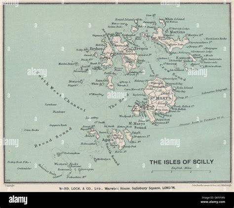 THE ISLES OF SCILLY. St Mary's Hugh Town Tresco &c. WARD LOCK, 1930 old map Stock Photo - Alamy