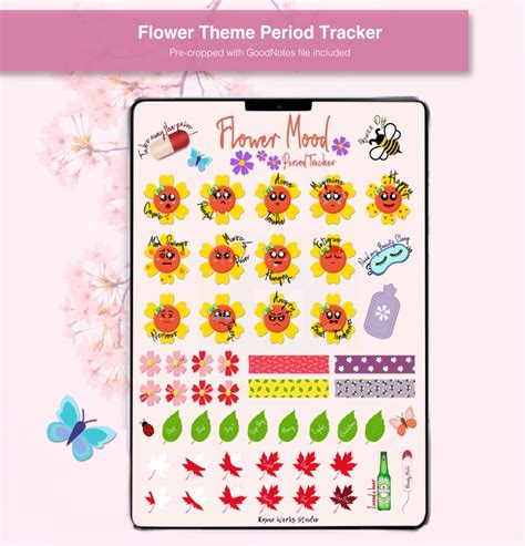 Period Tracker Stickers | Mood Tracker Stickers | Flower Theme Stickers ...