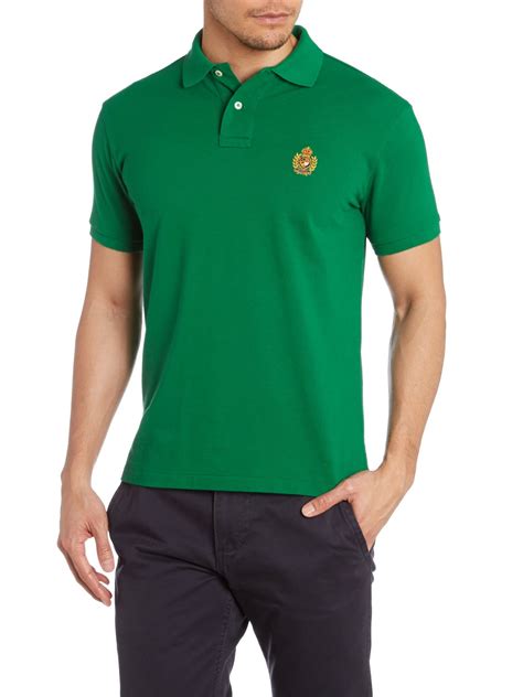 Polo ralph lauren Custom Fit Crest Pocket Polo Shirt in Green for Men ...