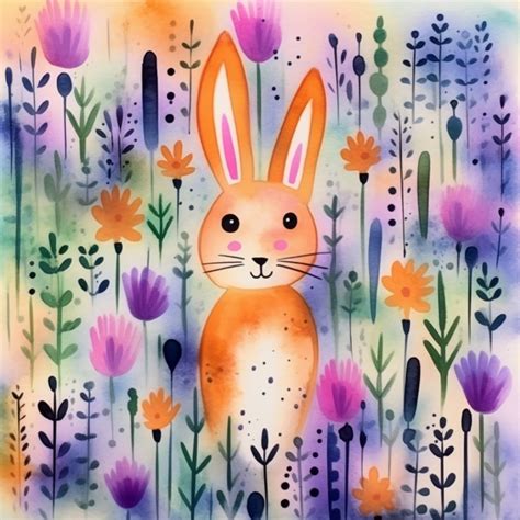 Easter Bunny Watercolor Art Print Free Stock Photo - Public Domain Pictures