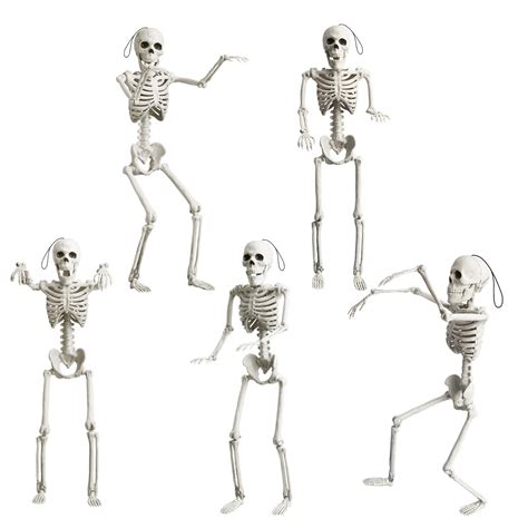 Buy OKPOW 5 Pack 16" Small Skeleton Halloween Decor Full Body - Plastic Mini Skeleton Halloween ...