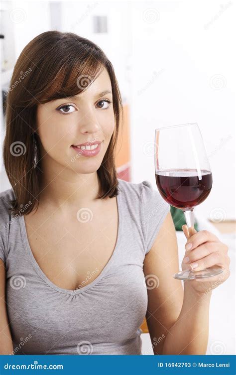 Young Woman Drinking Red Wine Stock Photos - Image: 16942793