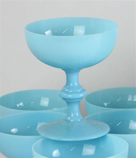 Sold Price: Blue Milk Glass Stemware - Invalid date EDT