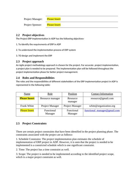 ERP Implementation Project Plan for Automatic Data Processing Inc.