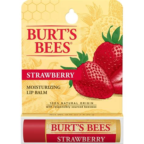 Burt's Bees 100% Natural Moisturizing Lip Balm, Strawberry, 1 Count - Walmart.com - Walmart.com