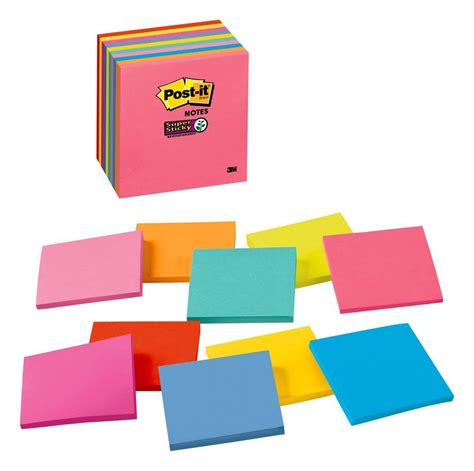 Post-it® Super Sticky Notes, 3345-10SSMX, 3 in x 3 in (76 mm x 76 mm) - Post-It Notes