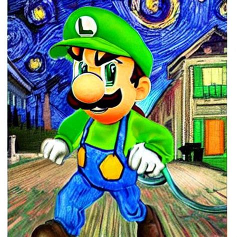 Luigi tall n green cap L in the front entering w... | OpenArt