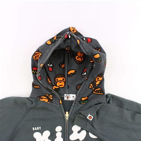 Bape Baby Milo Food Full Zip Hoodie Grey | SaruGeneral