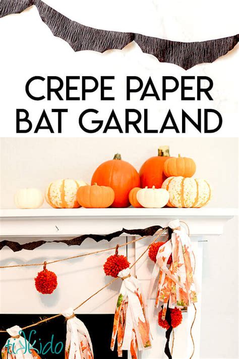 Easy Crepe Paper Bat Cut Out Garland for Halloween | Tikkido.com