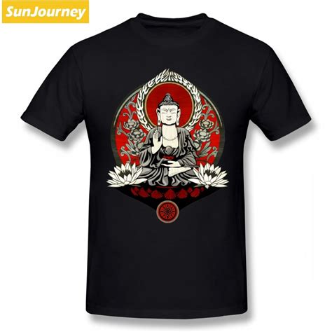 Buddha Lotus Buddhism T Shirt Couple's Tshirt Men O neck Cotton 3XL Short Sleeve T Shirts-in T ...