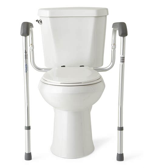 Medline Foldable Toilet Safety Rail & Grab Bar, Adjustable Height ...