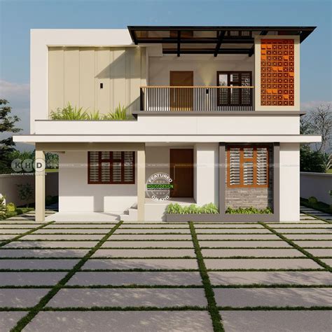 Modern 5-Bedroom Flat Roof House Design with Glass Pergola