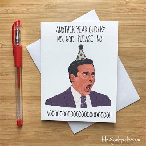 Funny Michael Scott 'NOOOOO' Birthday Card, Funny Birthday Card, Office Birthday, Funny Office ...