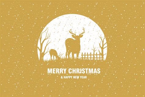 Christmas Deer with Snow and Tree Graphic by edywiyonopp · Creative Fabrica