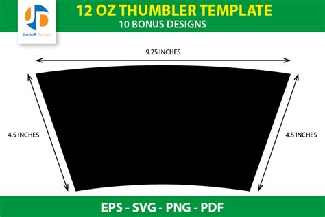 12oz Tumbler Wrap Template SVG Graphic by JunioR Design · Creative Fabrica