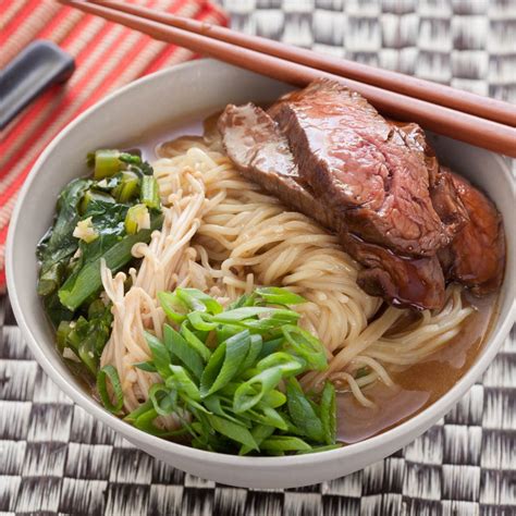 Recipe: Beef Ramen Noodle Soup with Choy Sum and Enoki Mushrooms - Blue ...