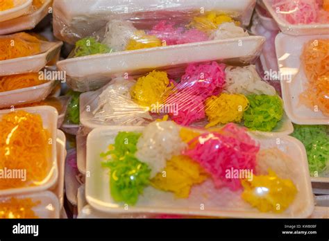 Thai desserts on a street food stall, Bangkok, Thailand Stock Photo - Alamy