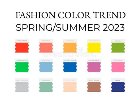 Fashion Color Trend Spring - Summer 2023. Trendy Colors Palette Guide ...