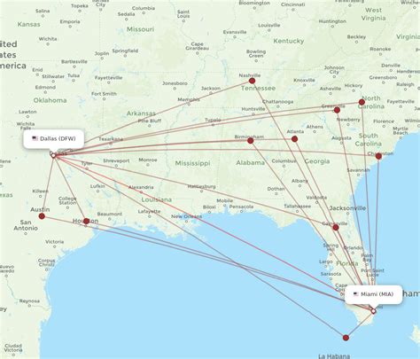 All flight routes from Miami to Dallas, MIA to DFW - Flight Routes