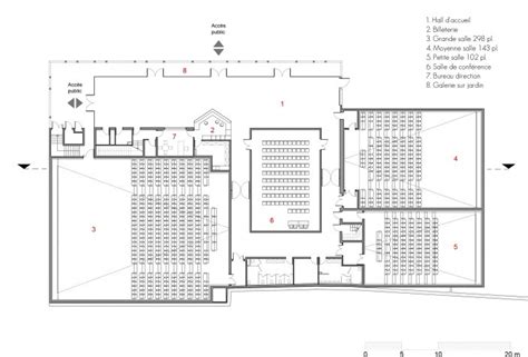 Ground floor plan. Cinema de Riom by Tracks Architectes. Photograph by ...