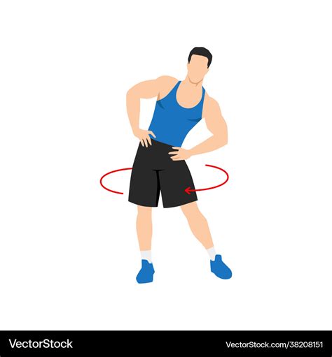 Man doing hip circles exercise flat Royalty Free Vector