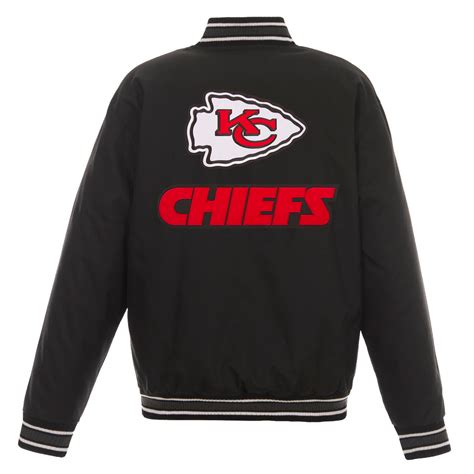 Kansas City Chiefs Poly Twill Varsity Jacket - Black | J.H. Sports Jackets