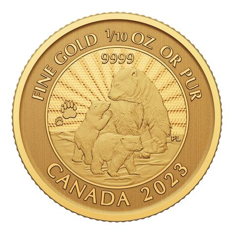 2023 $5 First Strikes: Majestic Polar Bear and Cubs - Pure Gold Coin