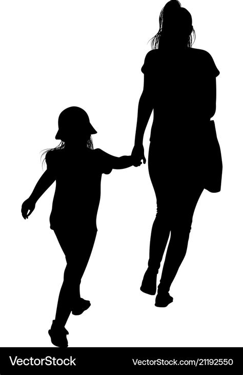 Silhouette of a mother with her daughter Vector Image