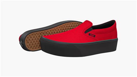 Vans Classic Slip-On Platform Red And Black 3D - TurboSquid 1904728