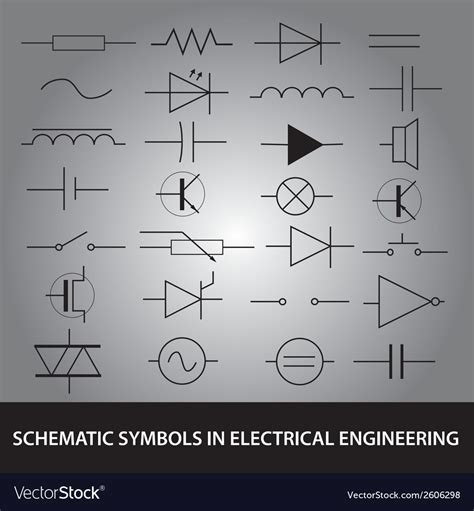 Schematic symbols in electrical engineering icon Vector Image