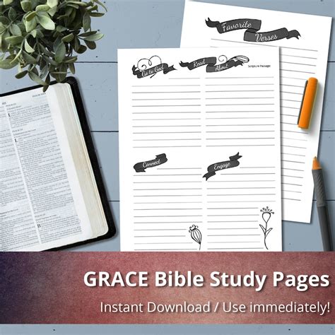 GRACE Bible Study, Bible Study Sheet, Instant Download, Printable ...