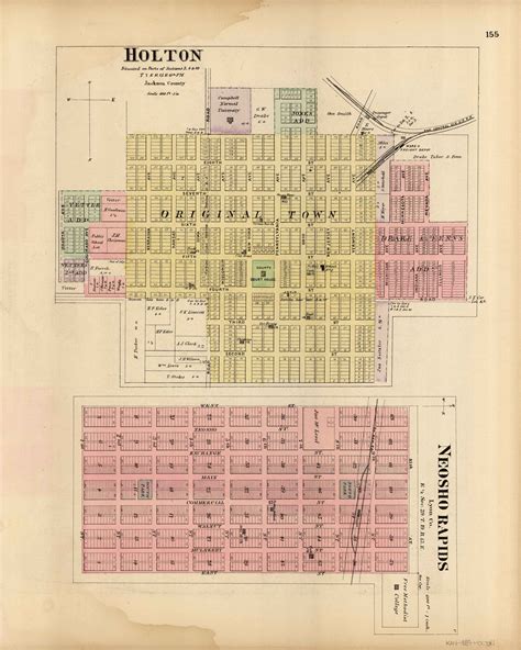 L.H. Evert's 1887 Map of Holton and Neosho Rapids, Kansas - Art Source International