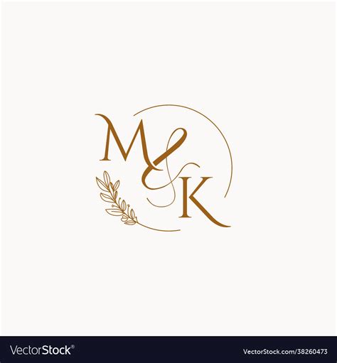 Mk initial wedding monogram logo Royalty Free Vector Image