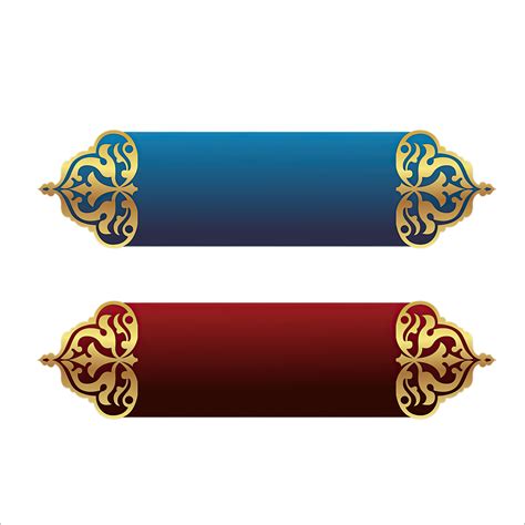 Blue and Red Islamic Banner Set with Golden Frame Corner Transparent Background 18786092 PNG