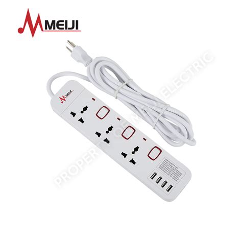 Extension Cord 3 Gang Outlet with USB 3 Meters [Meiji Extension Set ...