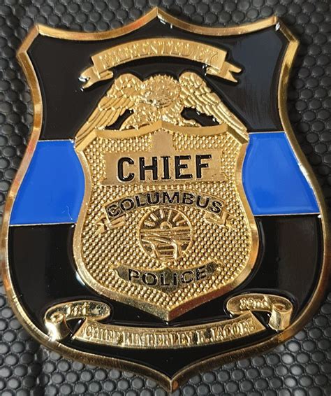 32nd Columbus PD Chief Shield Shaped Coin - Phoenix Challenge Coins