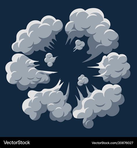 Smoke cloud explosion dust puff cartoon frame Vector Image