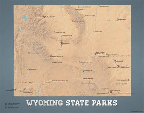 Wyoming State Parks Map 11x14 Print - Best Maps Ever