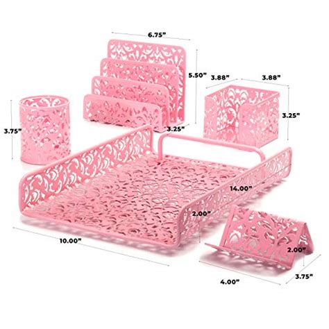 Hudstill 5 Piece Office Supplies Pink Desk Organizer Set in Cute ...