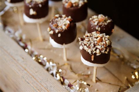 Chocolate Dipped Marshmallows, Freshly Made and Sprinkled with Nuts