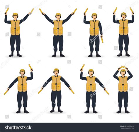 Color Aircraft Carrier Marshal Hand Signals Stock Vector (Royalty Free) 268538054